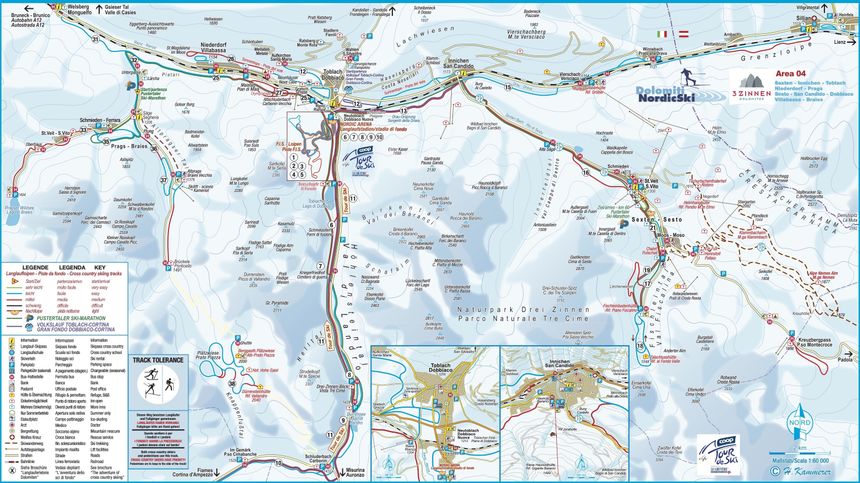Loipenplan 3 Zinnen Dolomiten