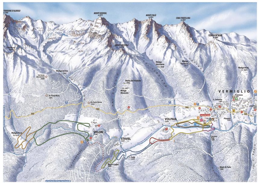 Loipenplan Passo Tonale - Ponte di Legno - Vermiglio