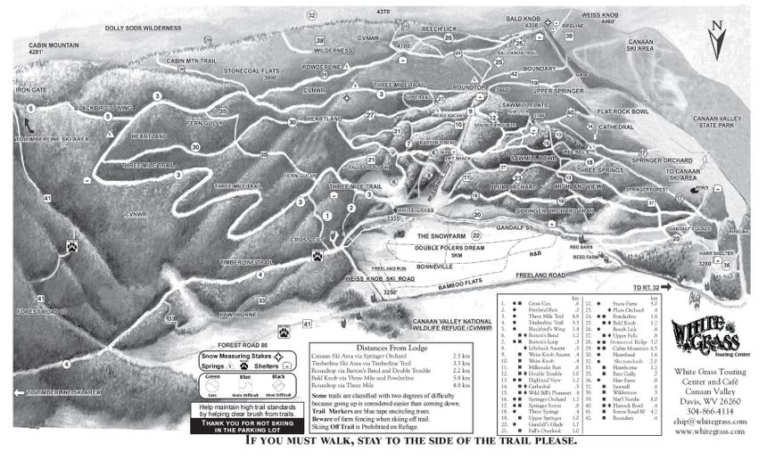 Trail Map White Grass Ski Touring Area