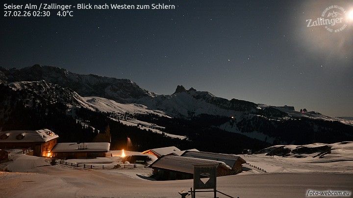 Webcam mit dem Standort: Seiser Alm: Webcam am Almgasthof Zallinger