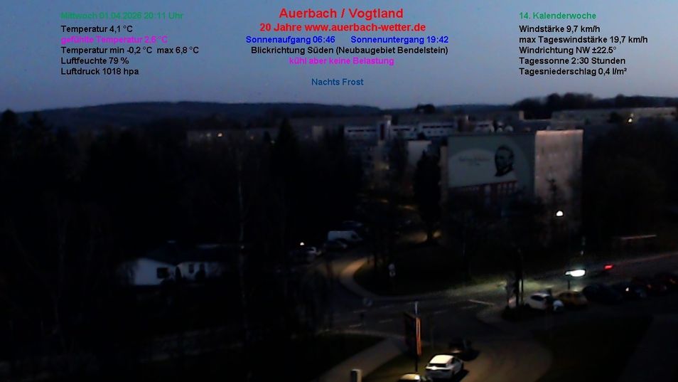 Webcam mit dem Standort: Auerbach - östliches Vogtland