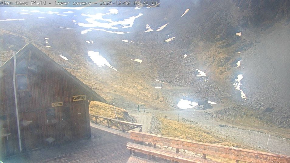 Webcam mit dem Standort: Ohau Snowfields: Blick auf die Skihütte