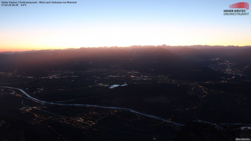 Webcam mit dem Standort: Drehrestaurant Hoher Kasten - Blick ins Rheintal