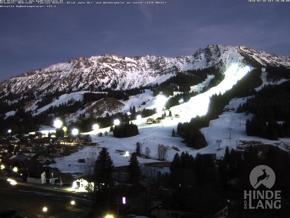Webcam mit dem Standort: Oberjoch: Blick vom Familux Resort aufs Skigebiet am Iseler