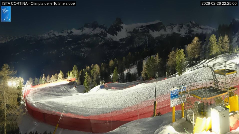 Webcam located at: Cortina d'Ampezzo: World Cup slope from Rifugio Duca d'Aosta