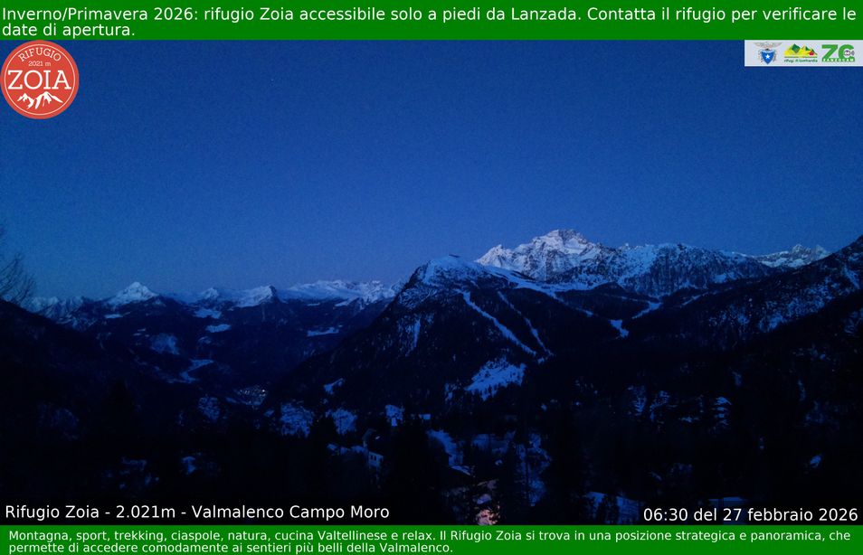 Webcam located at: Mountain Lodge Zoia, Chiesa in Valmalenco
