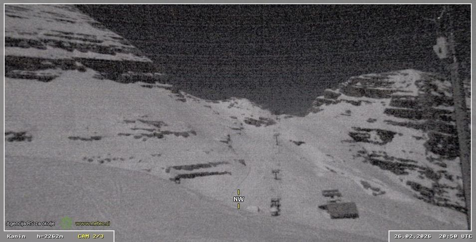 Webcam mit dem Standort: Skigebiet Sella Nevea - Bovec Kanin - Blick Richtung Nordwesten