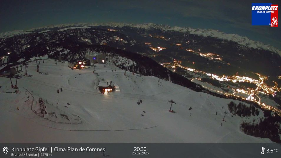 Webcam mit dem Standort: Kronplatz: Sicht auf Bruneck