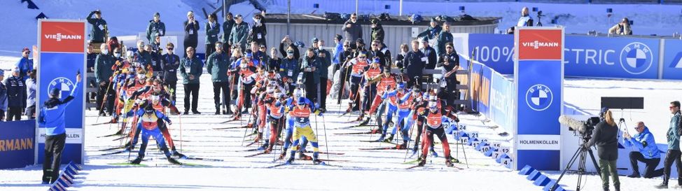 Pure excitement at the mass starts, when 30 biathletes start at the same time.